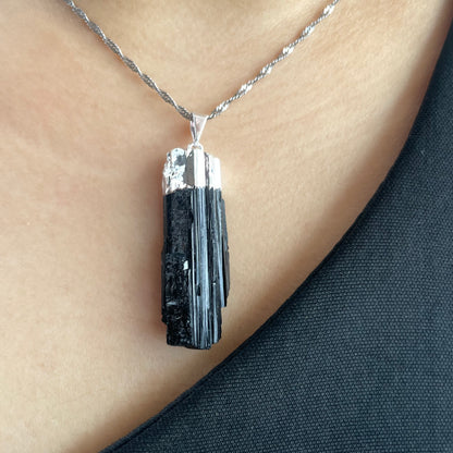 Black Tourmaline Rough Pendant