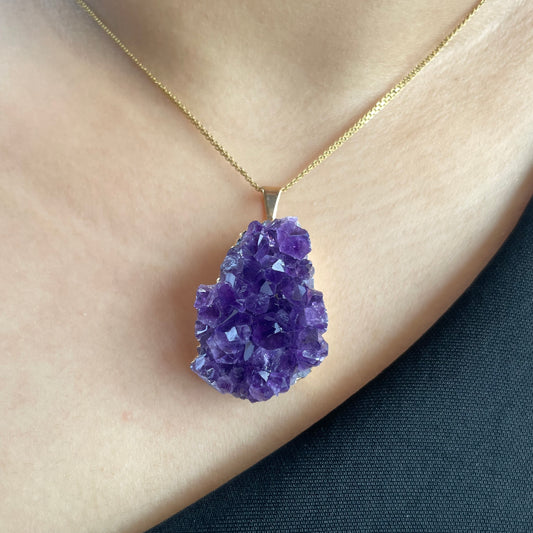 Amethyst Druze Gold Plated Pendant