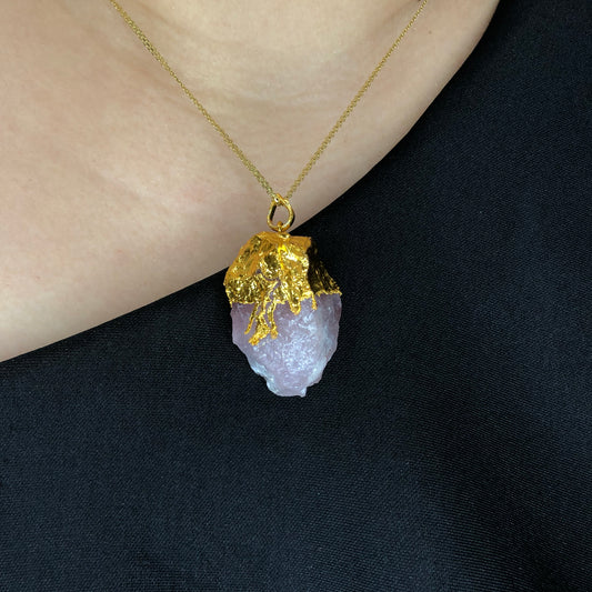 Rose Quartz Gold Plated Pendant